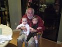 The Holidays were celebrated early in California because most of the family were going back East to celebrate with family there. Here, Grandpa Alan is with Riley and Peyton (a bit blurry because the original was too dark).
